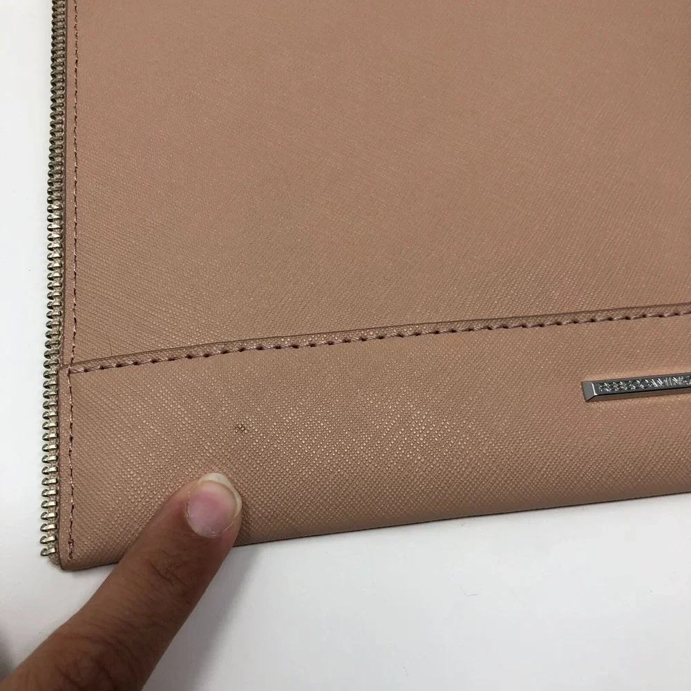 Rebecca Minkoff Leo Clutch Purse Medium Blush Pink Zipper Edge Thin